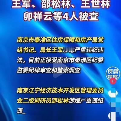 绿波惊鸿来：据“清廉南京”及南京市纪委监