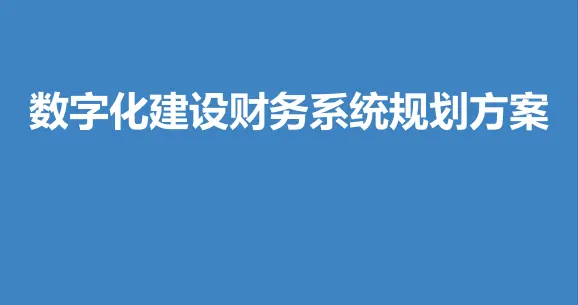数字化建设大型财务系统规划设计方案（PPT）