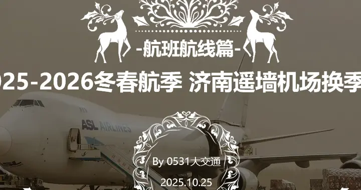 2025-2026冬春航季济南遥墙机场换季报告——航班航线篇