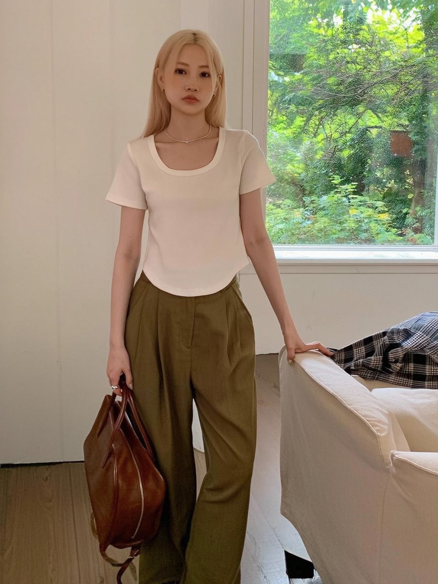 超级显瘦的一件短款T恤