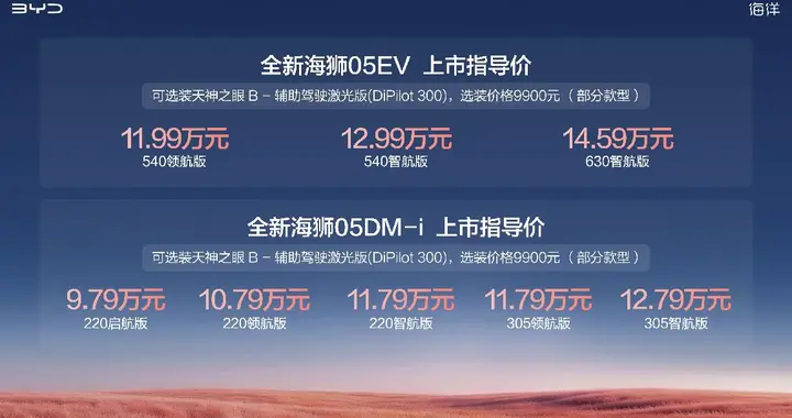 A级SUV又有新王炸，比亚迪全新海狮05售价9.79万元-14.59万元