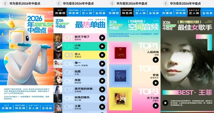 华为音乐2026年中榜单出炉，快用音乐助手挖掘更多宝藏曲单