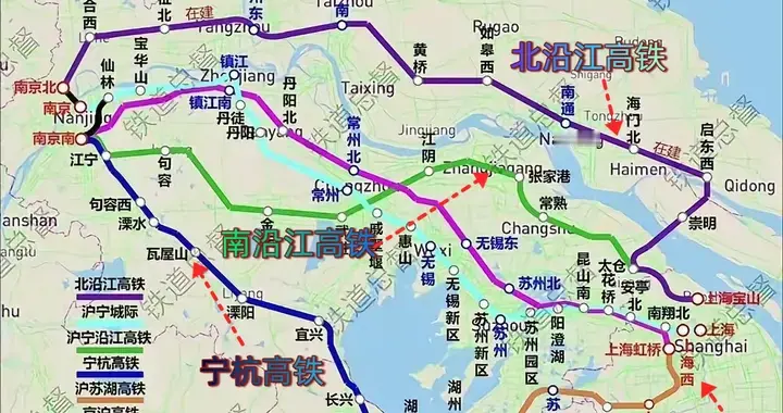 北沿江建成，南京到上海五条高铁！横跨长江、太湖南北！