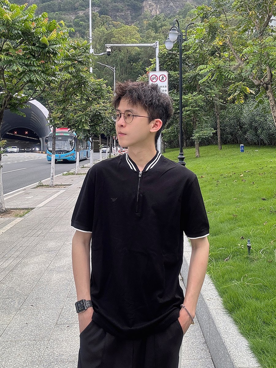 阿玛尼男士全棉棒球领Polo衫