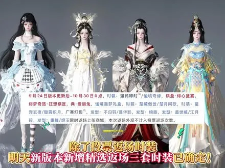 新版本新增三套精选返场时装及天赏头确定！来看看有没有你喜欢的