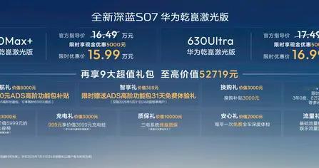 长续航华为乾崑激光新标杆！全新深蓝S07限时优惠价 15.99万起