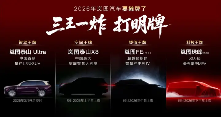 岚图汽车2026产品阵容揭晓，四款车型覆盖三大品类