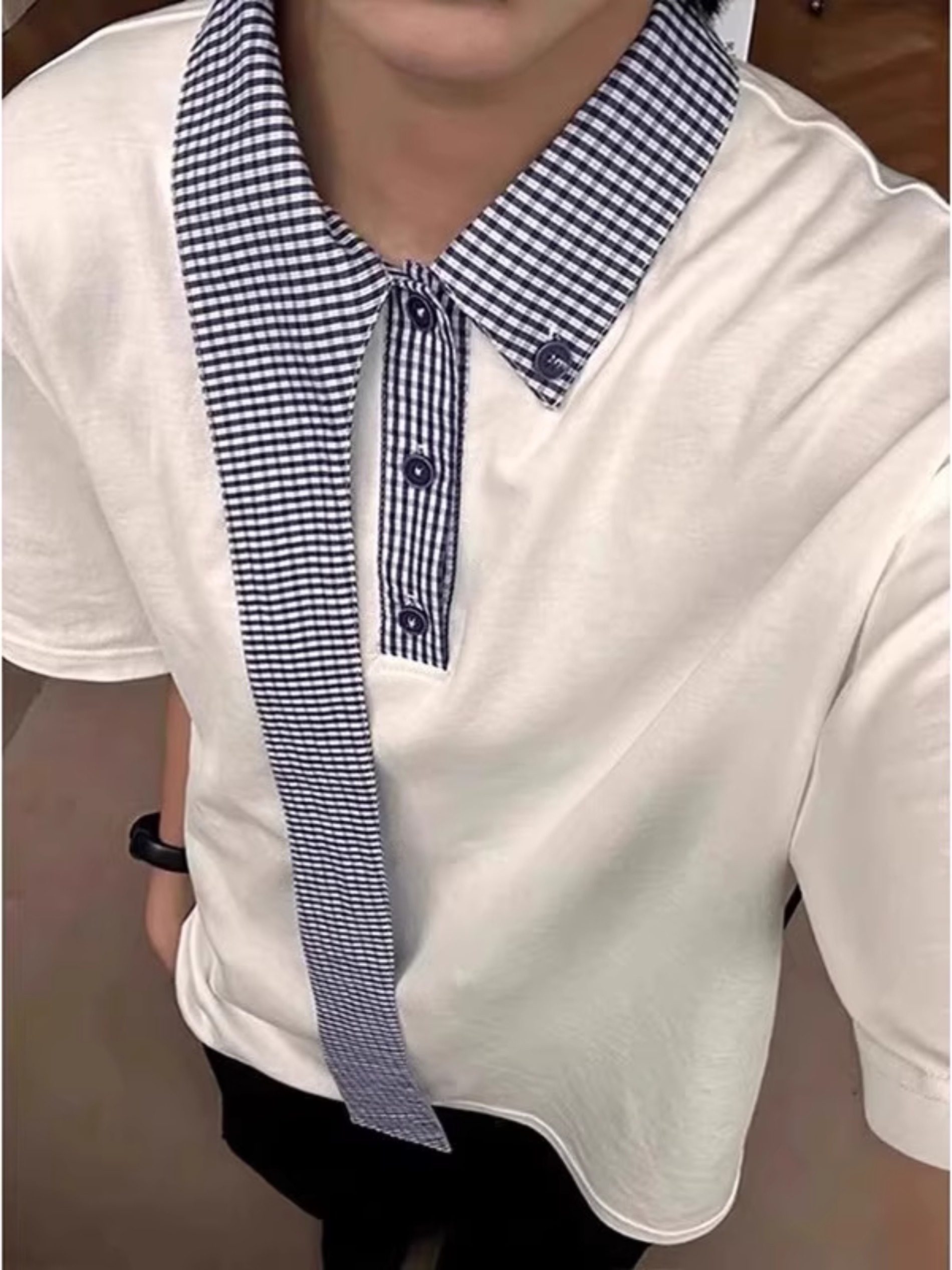 航海灵飘带短袖POLO衫男夏季设计感衬衫