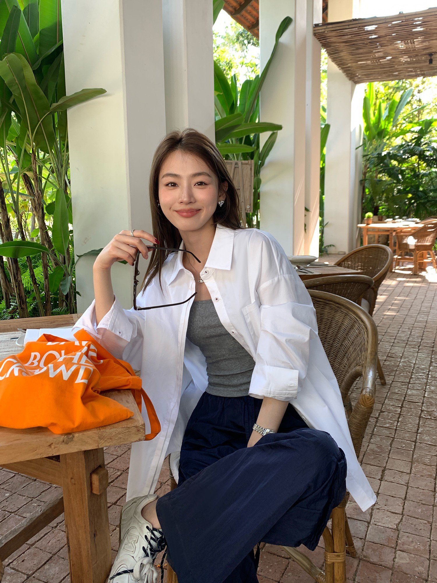 pusumede宽松设计感小众刺绣衬衫女