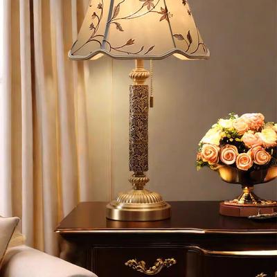 灯光大狮：雕花全铜台灯欧式复古美式客厅卧