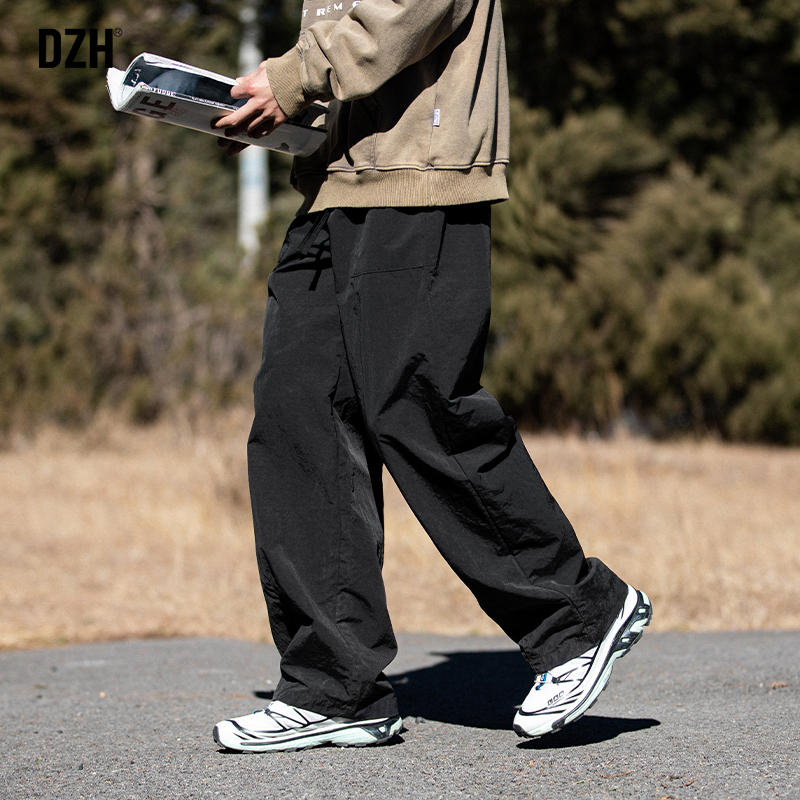 男士冲锋裤黑色工装裤男春季美式裤子直筒宽松男裤2024新款休闲裤