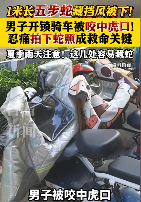 “救命的一拍！”浙江一男子准备骑电动车，刚开锁，手伸进挡风被下，突然一...