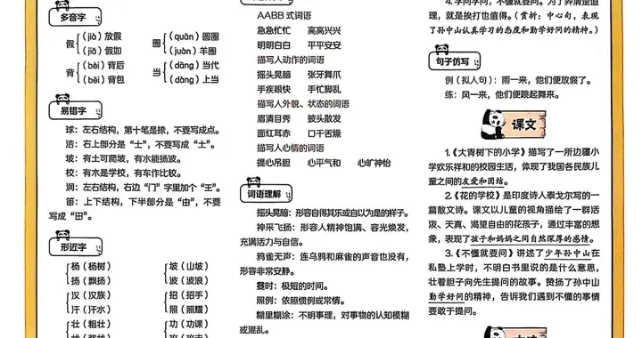 三年级上册语文单元知识清单