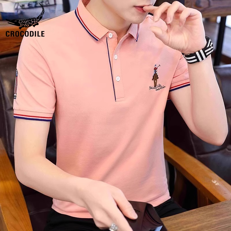 鳄鱼恤纯棉短袖休闲翻领保罗t恤男