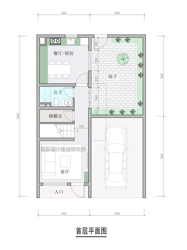 自建房｜4.0米x12米三层半户型设计