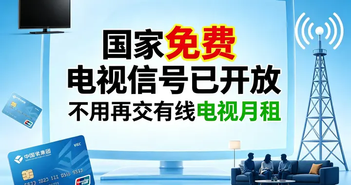 国家免费电视信号已开放！简单调一下电视，不用再交有线电视月租