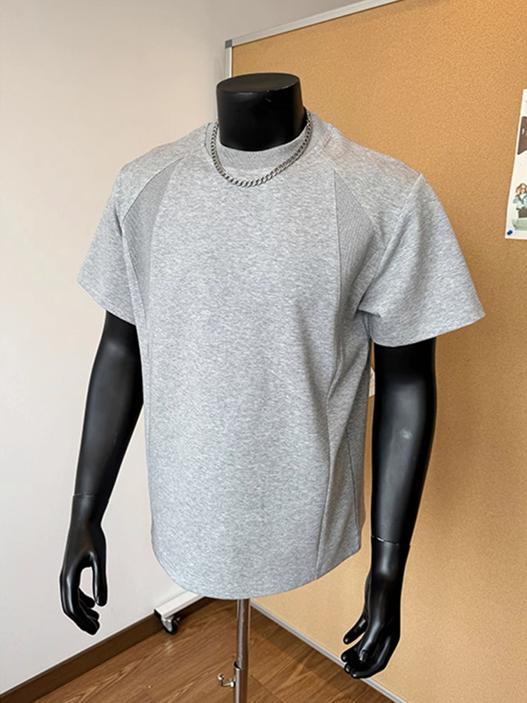 花灰色液氮空气层正肩短袖男款夏季美式b