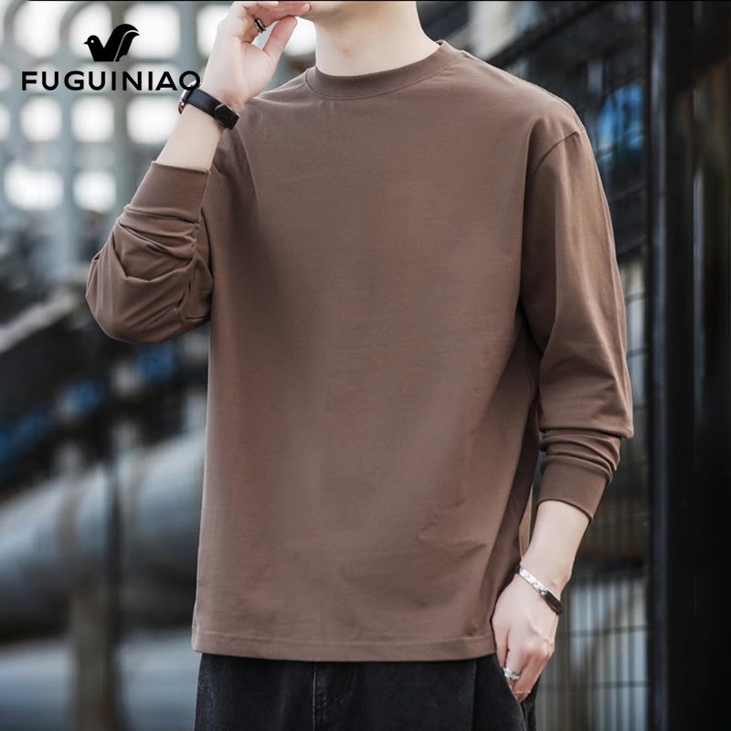 纯棉长袖t恤男士春季新款休闲圆领卫衣男装