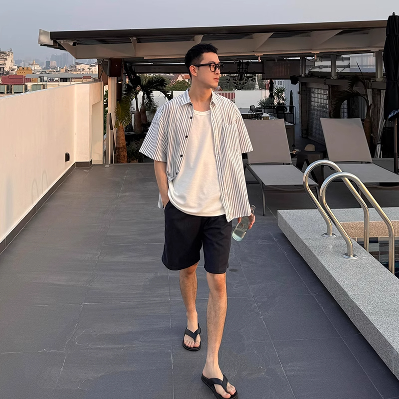 黑色冰丝速干短裤男夏季透气健身运动直筒裤