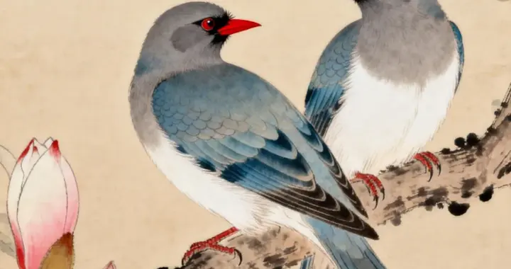 《檀心春喧》—— 工笔玉兰鸣禽中的时间诗篇