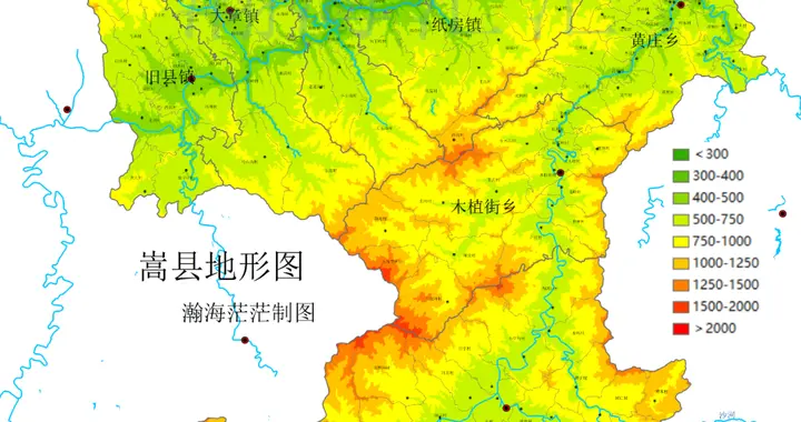 嵩县地形、乡镇、村庄、交通和常住人口地图，文后附下载地址