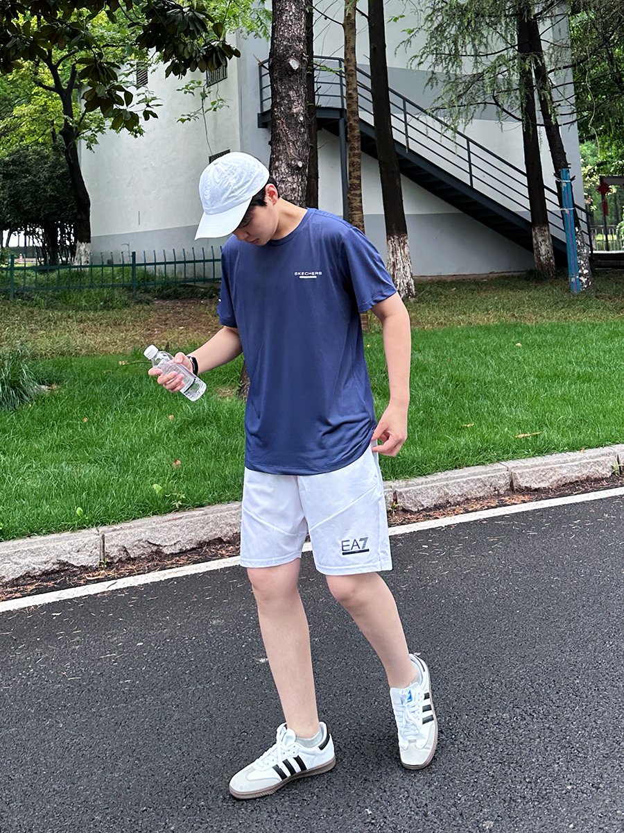 阿玛尼/EA7男士系带印花网球短裤