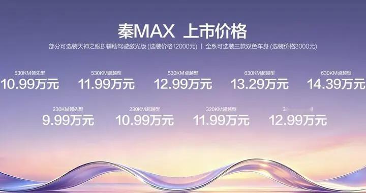 9.99万起！比亚迪秦MAX上市，B级车市场的“闪充”破局者