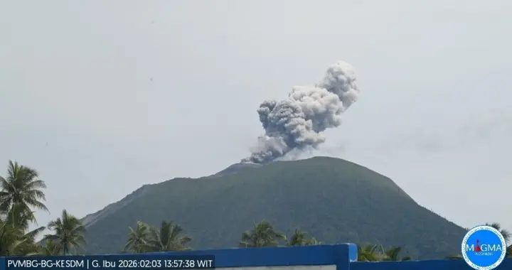 警报拉响！印尼伊布火山突发喷发，500米灰柱直冲天际