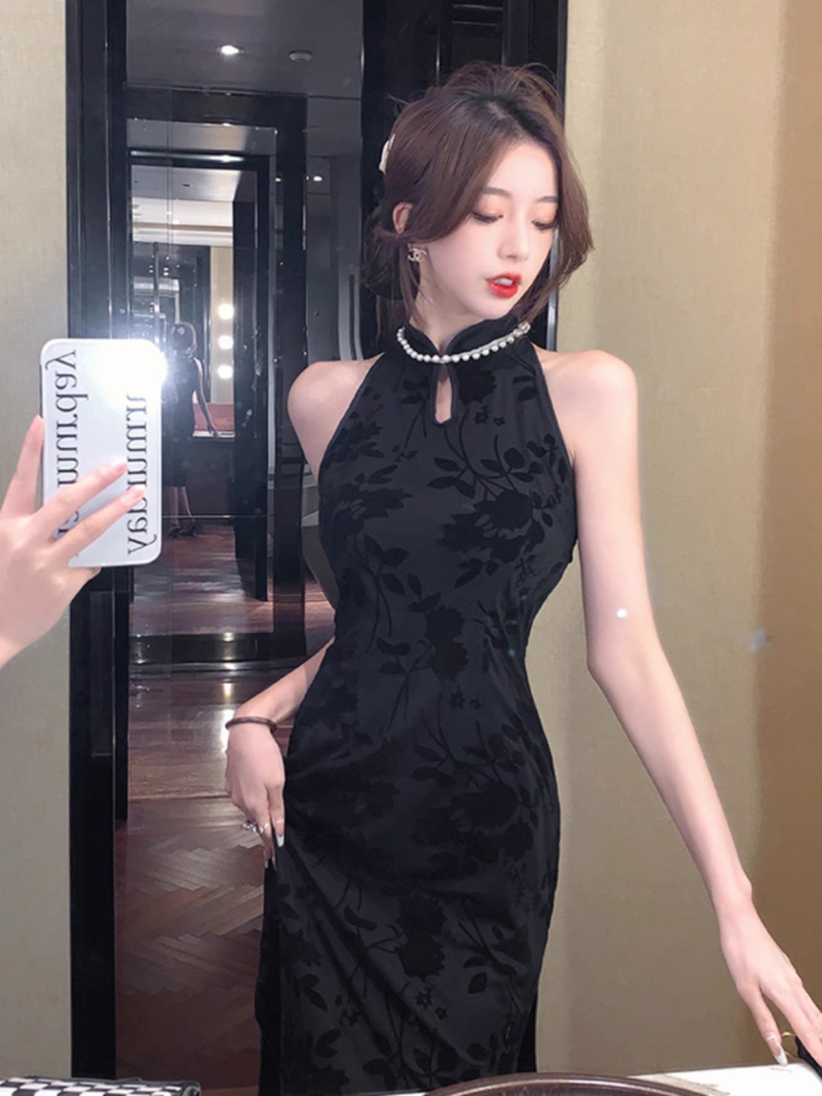 新中式黑色无袖改良旗袍连衣裙女春夏高级性
