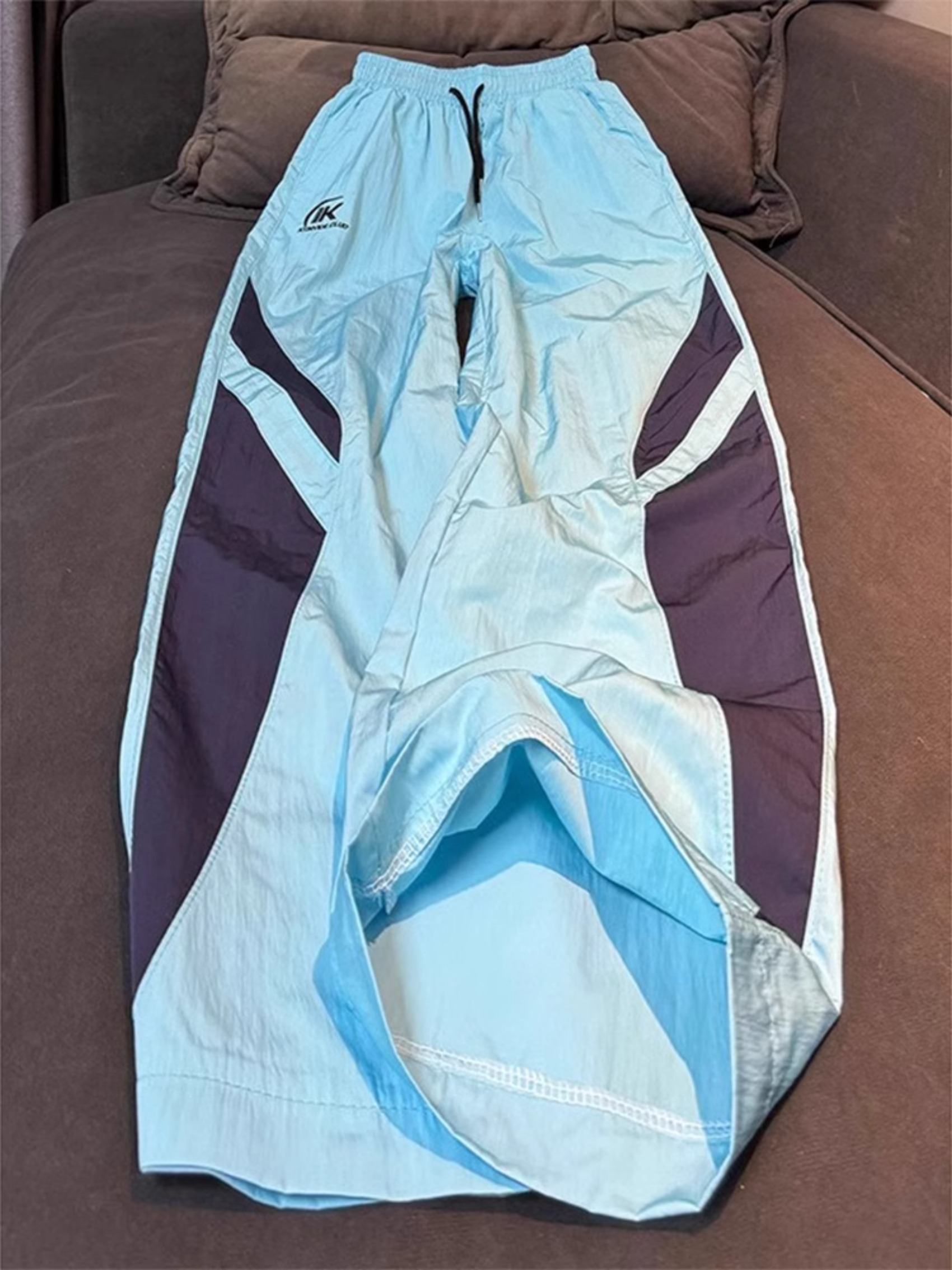 多巴胺穿搭湖蓝色速干裤子男夏季潮牌薄款冰