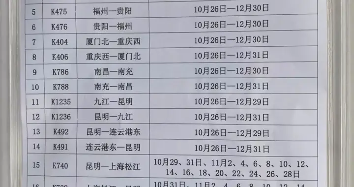 注意：怀化往柳州、湛江方向这趟普速列车暂停恢复运行！