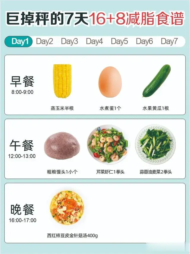 \uD83D\uDD25巨掉秤的7天16+8减脂食谱 ?又瘦了8斤