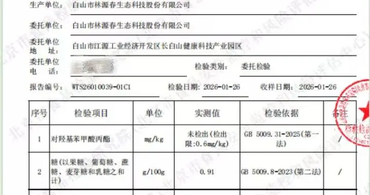 林源春桦树汁争议落幕:权威报告未检出蔗糖,公布权威机构检测结果