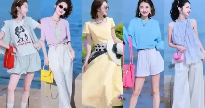 女生“多巴胺出游搭”出众，清爽养眼又迷人，拍照上镜太出片