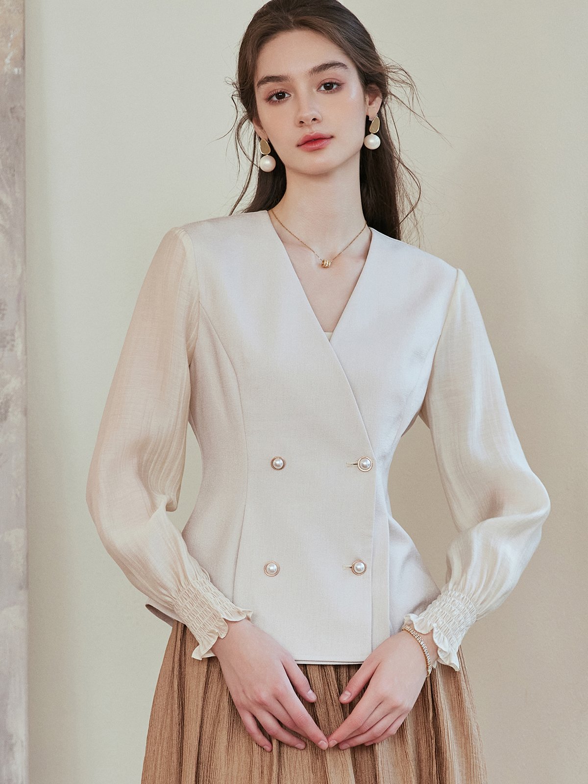 罗衣气质通勤拼接衬衫，顶流时髦通勤法则