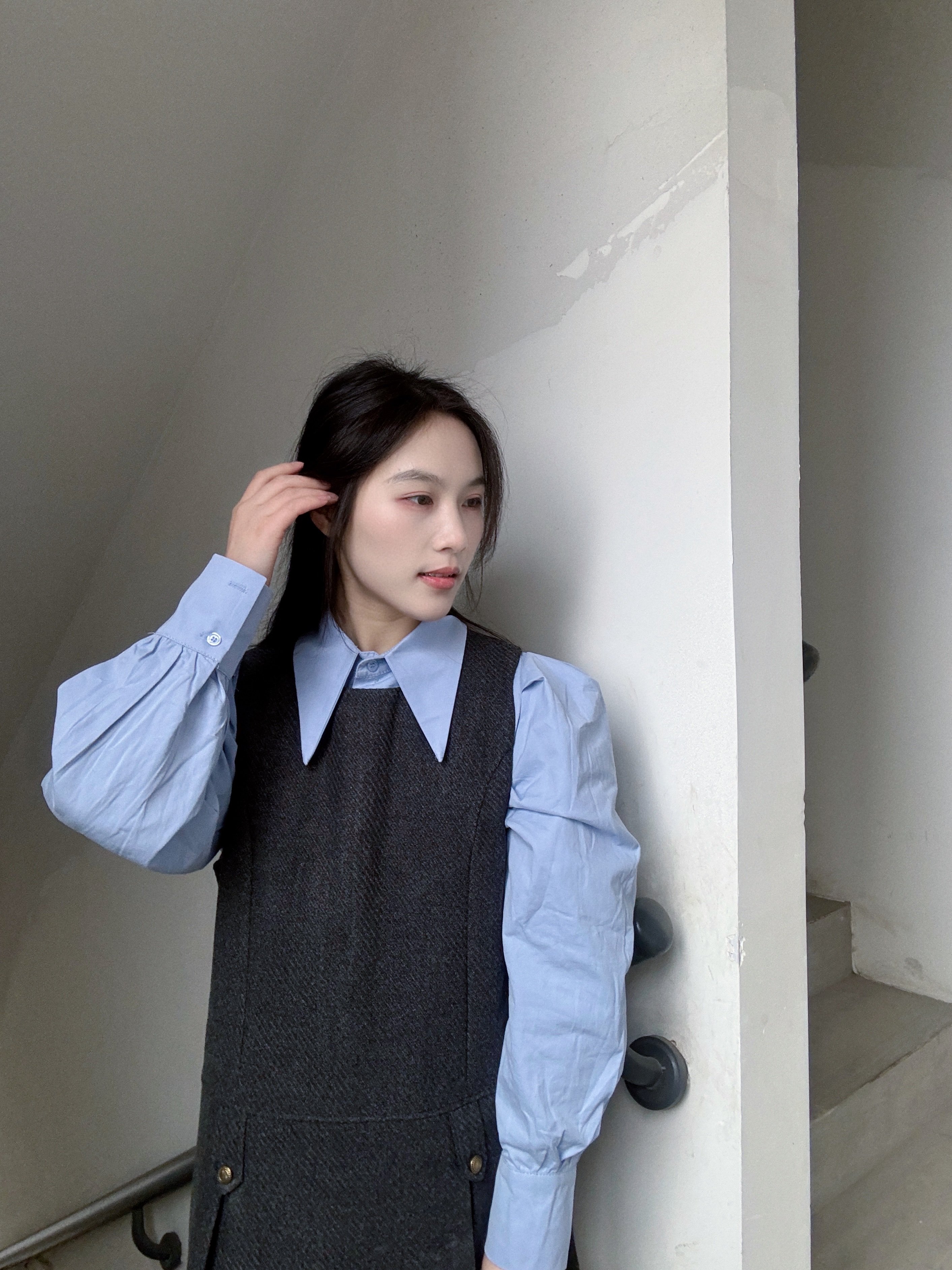 学院风衬衫短裙套装过年战袍穿搭