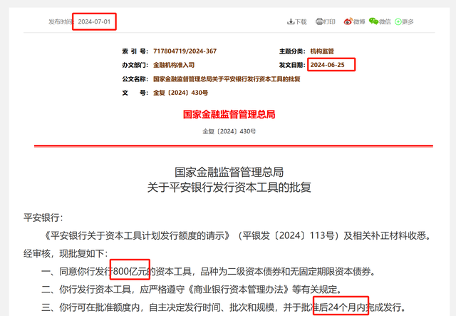 平安银行发800亿资本工具获批