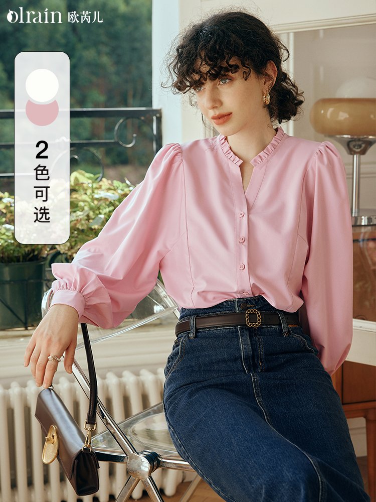 温柔时装感！减龄木耳边气质小衫