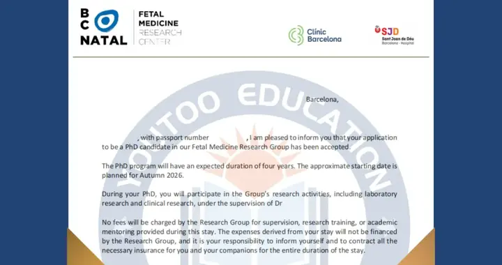 录取喜报：西班牙巴塞罗那大学妇产科博士录取！