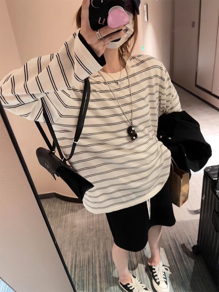 小个子条纹外搭防晒罩衫上衣女夏季薄款宽松