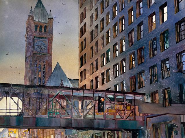 水彩画，杰出大师城市景观画作欣赏