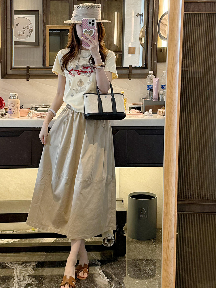 小上衣高级小众不撞款白色印花短袖t恤女