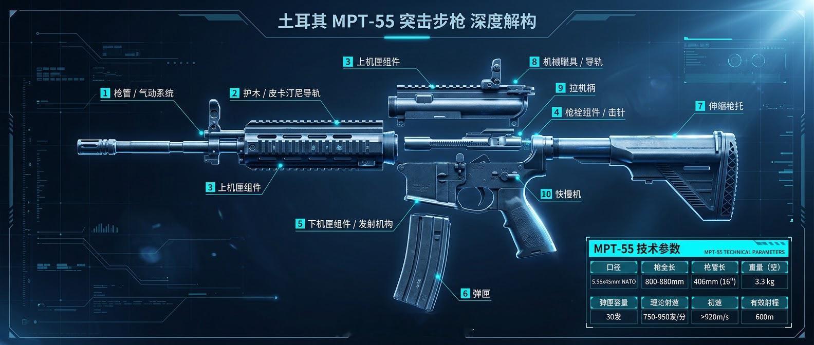 一把5.56毫米的“国产之光”：MPT-55突击步枪如何征服土耳其军队...