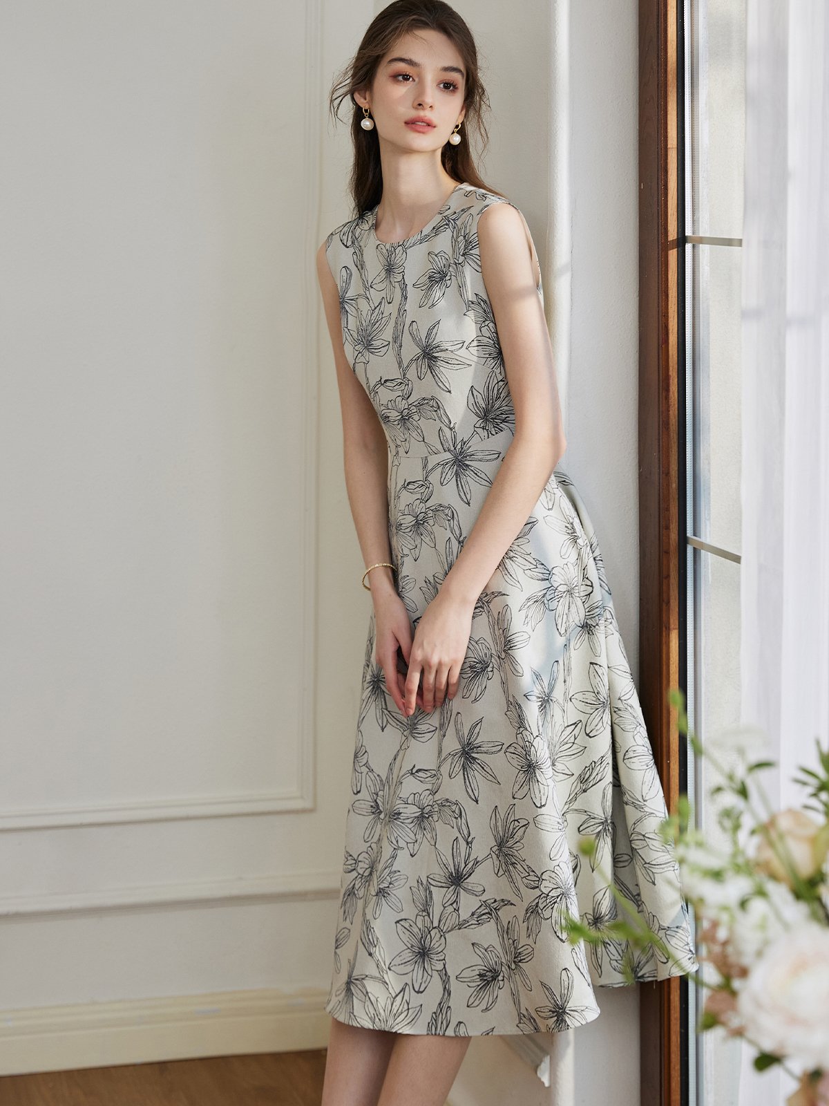 罗衣优雅新中式国风提花连衣裙