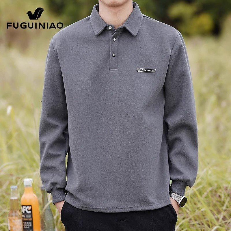 翻领长袖t恤男士春季新款休闲Polo衫男