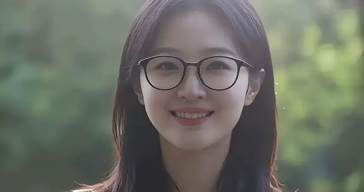 好漂亮的美女，干净纯洁，素雅大方，戴眼镜一看就是有文化的人