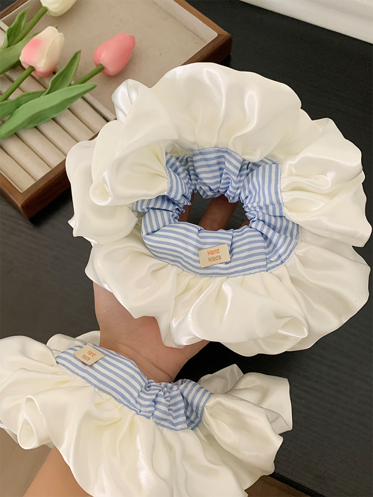 高级感温柔风~法式蓝色条纹大肠发圈！