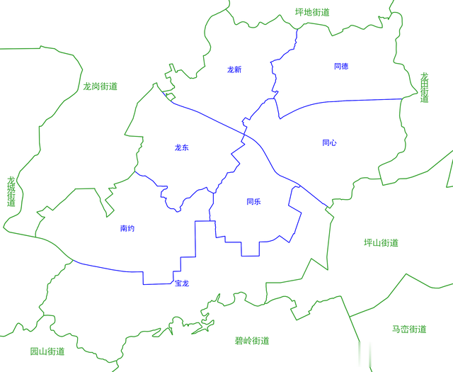 深圳市龙岗区宝龙街道7个社区分布图