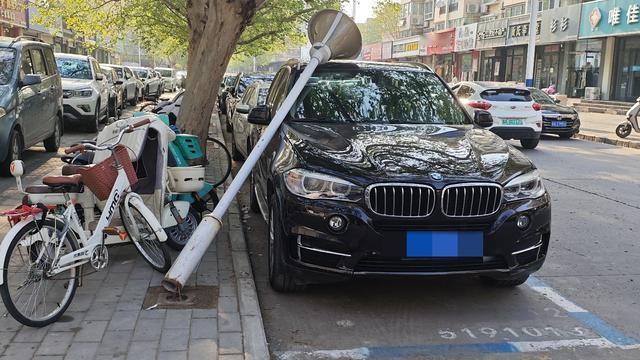 陈午：东方美景路边一路灯到了，砸到一宝马