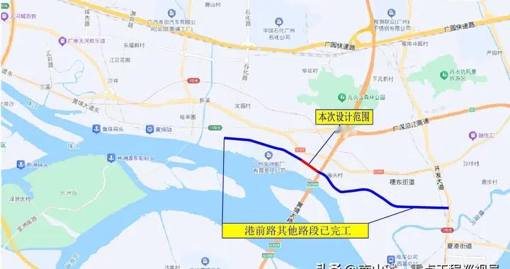 黄埔区港前路即将全线打通！双向6车道，总投资3246万元